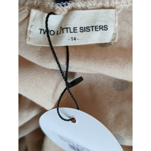 Two Little Sisters Mini Dress Polka Dot Puff Sleeve Halsey Beige BNWT Size 14 - Picture 5 of 7